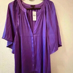 Anne Klein purple silky blouse